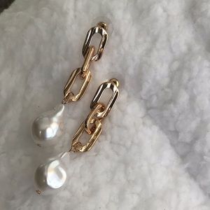 🦋New Pearl paper Clip Chain Earrings